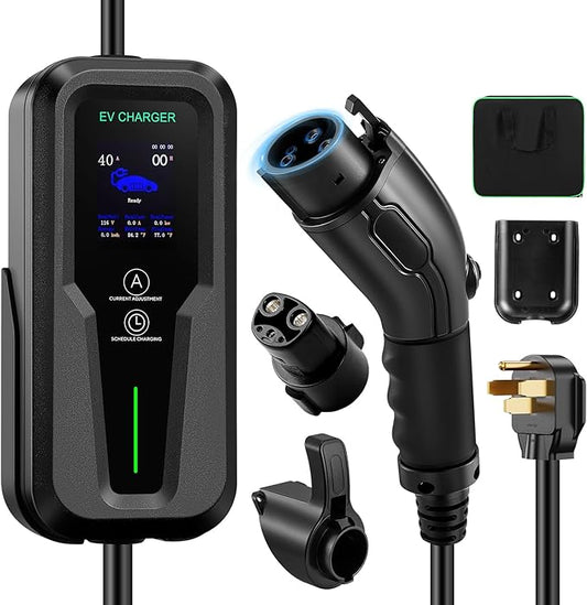 Level 2 EV Charger, 40A Electric Car Charger | UL 2594, UL 2251 | Tesla Adapter | Adjustable Current | Reservation Charging | 240V 9.6KW | NEMA 14-50 | for All Tesla Models ＆ J1772 Vehicles