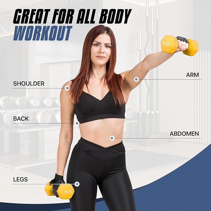 MADOG Dumbbell Set, Anti-Slip Neoprene Coated Hexagon Hand Weights for Home Gym Equipment Workouts Strength Training