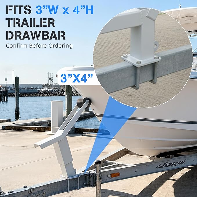 Boat Trailer Winch Post with Roller, Adjustable Winch Mount Stand for 3" W X 4" H Trailer Tongue, Adjustable Height 17.7"-21.7", Galvanized Steel Trailer Winch Stand for Jet Ski,Sailboat,Speedboat