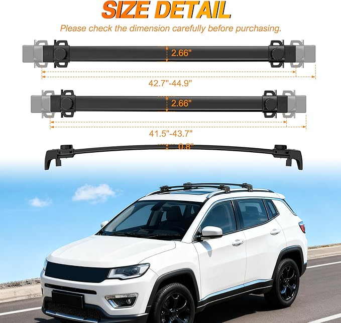 Nilight Roof Rack Cross Bars Fit for Jeep Compass MP 2017 2018 2019 2020 2021 with Raised & Flush Rails Fixed Point,Adjustable Aluminum Car Crossbars for Cargo Carrier Luggage Box Kayak Tent Snowboard