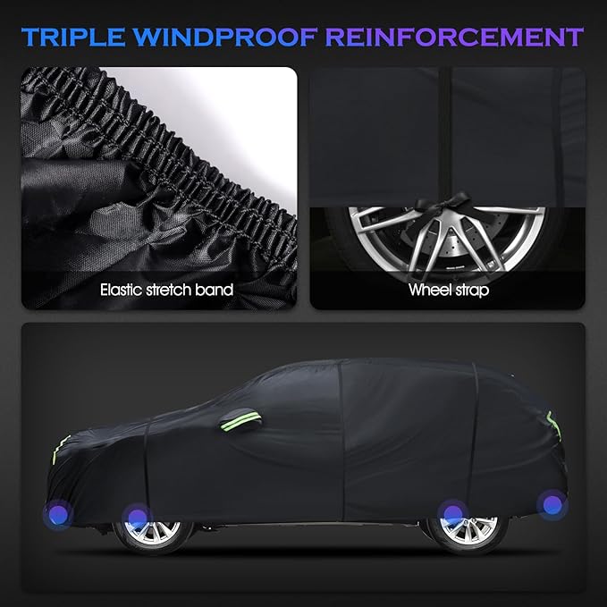 Car Cover Custom Fit for Toyota RAV4 1996-2025,Honda CRV 1997-2025, 6 Layers Truck Cover Waterproof All Weather for Automobiles,Outdoor Full Exterior Cover,Rain, Sun, Wind Protection,Black