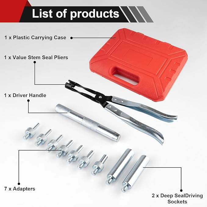 11PCS Valve Seal Removal Tool Disassembly Pliers, Equipped with a Variety of Socket Sizes, Fits Most Engine Valves
