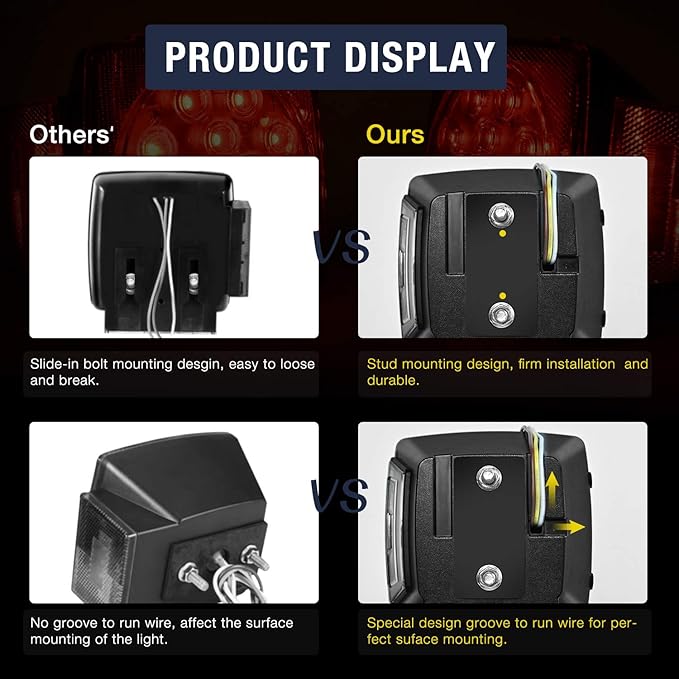 Nilight 2PCS Square LED Trailer Light Low Profile Submersible IP68 Stop Turn Tail Side Marker License Lamp for 12V Utility Boat Camper RV Trucks Marine Snowmobile