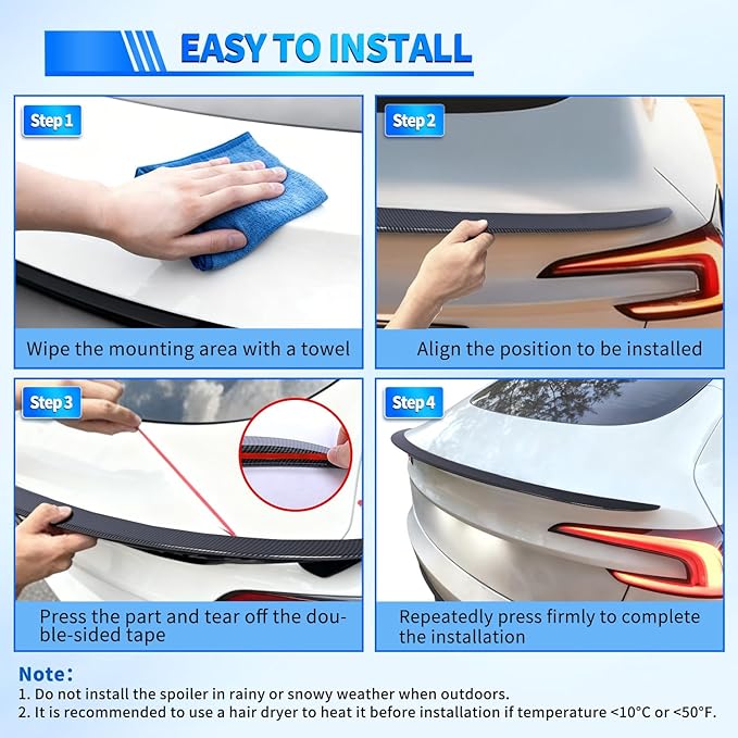 Nilight Spoiler Fit for Tesla Model 3 Highland 2024 Spoilers for Cars Rear Spoiler Wing Sporty Rear Trunk Lip Exterior Accessories No-Drill Installation ABS Carbon Fiber Pattern, Matte Black