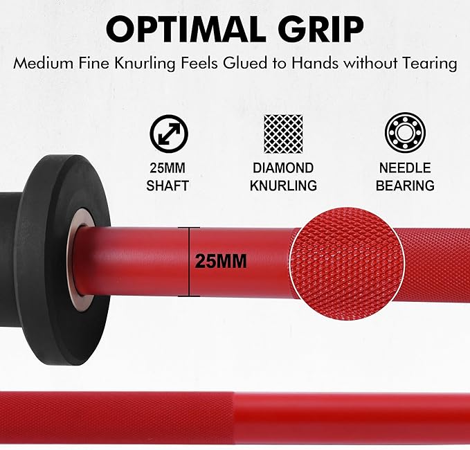 Mikolo 7ft Olympic Barbell, Barbell for Weightlifting and Powerlifting 45lb, Olympic Bar for 1500lbs Capacity, Weight Bar Fit 2” Standard Weights