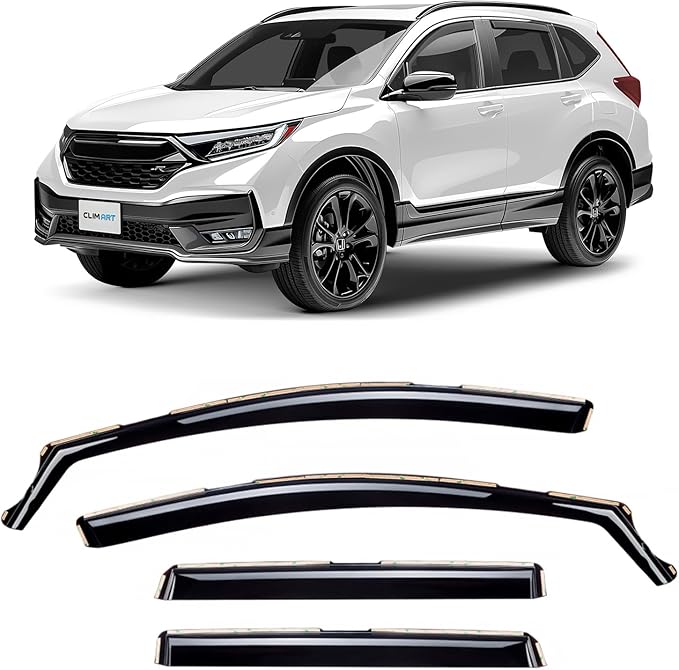 CLIM ART in-Channel Incredibly Durable Rain Guards for Honda CR-V (CRV) 2017-2022, Original Window Deflectors, Vent Deflector, Vent Window Visors, Dark Smoke Car Accessories, 4 pcs - 617021LPf