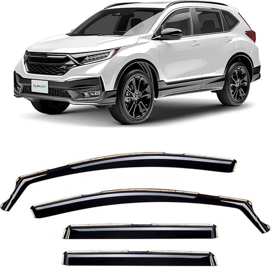 CLIM ART in-Channel Incredibly Durable Rain Guards for Honda CR-V (CRV) 2017-2022, Original Window Deflectors, Vent Deflector, Vent Window Visors, Dark Smoke Car Accessories, 4 pcs - 617021LPf