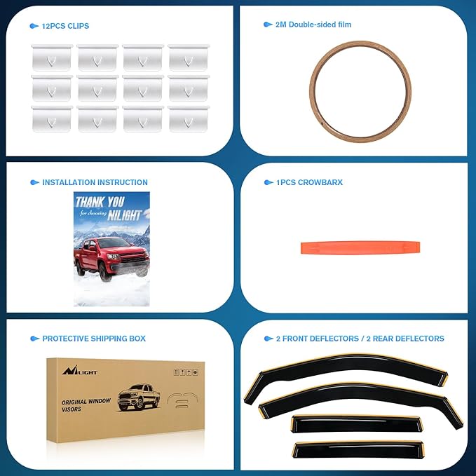 Nilight in Channel Rain Guards for Jeep Grand Cherokee 2011 2012 2013 2014 2015 2016 2017 2018 2019 2020 Vent Window Visors-4pcs