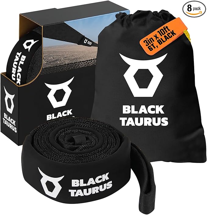 2" x 10 ft Equalizer & Tree Saver Strap – 13,200-lb Heavy-Duty Off-Road Recovery Strap for Jeep, Truck, SUV, UTV/4x4 – Tow, Winch, Anchor & Hitch Receiver Recovery Gear (Black)