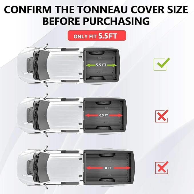 Soft Tri-Fold Truck Bed Tonneau Cover Compatible for 2004-2014 Ford F-150 and 2006-2014 Lincoln Mark LT 5.5FT (66") Bed