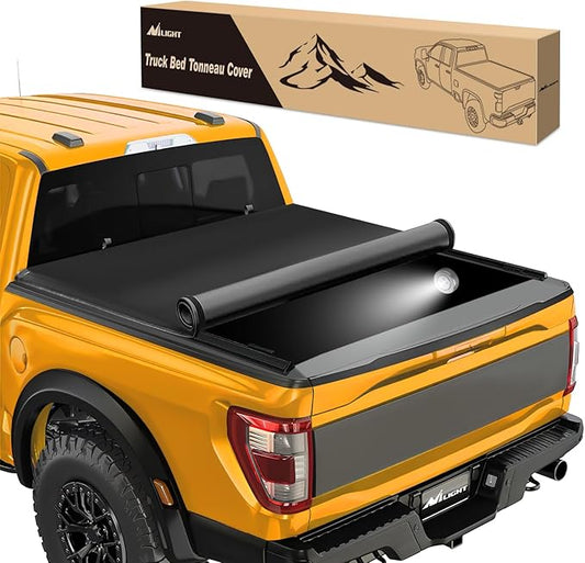 Nilight Soft Roll Up Truck Bed Cover Compatible with Ford F150 2004 2005 2006 2007 2008 2009 2010 2011 2012 2013 2014 5.5ft