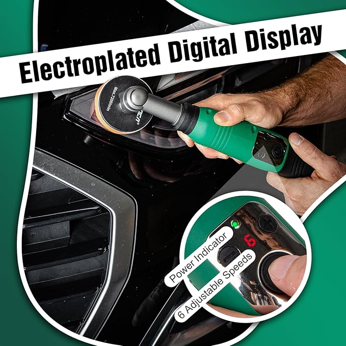 BATOCA S6 Mini Polisher Cordless Polisher for Car Detailing, 2x2.0Ah Batteries, 0mm Rotary Buffer, 3mm and 12mm Dual Action Polisher 1-3 Inch, 2 Different Speeds Heads Systems, 4.2k-21k or 1-5k RPM