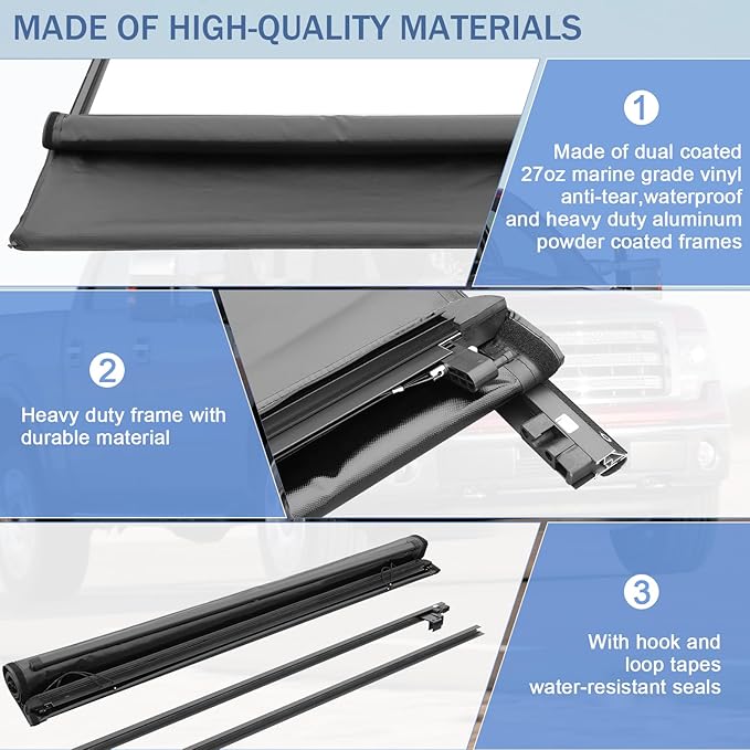 Soft Roll-Up Truck Bed Tonneau Cover Compatible with 2022-2023 Toyota Tundra 5.5FT Bed