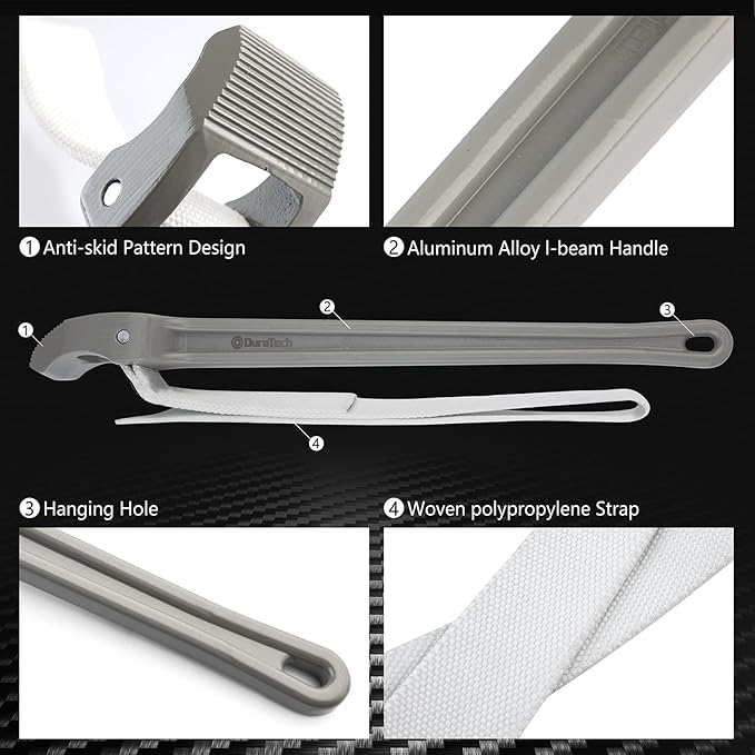 DURATECH Strap Wrench 18" Handle, Adjustable Nylon Strap Pipe Wrenches, Oil Filter Strap Opener Wrench