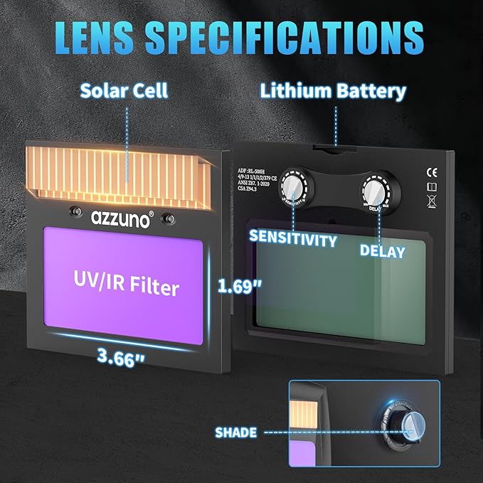 AZZUNO 135A MIG Welder Machine 110V, 3 in 1 Welder with Flux Core Gasless MIG/Lift TIG/Stick Welding Machine with Auto Darkening Welding Helmet, Portable Wire Feed Welder