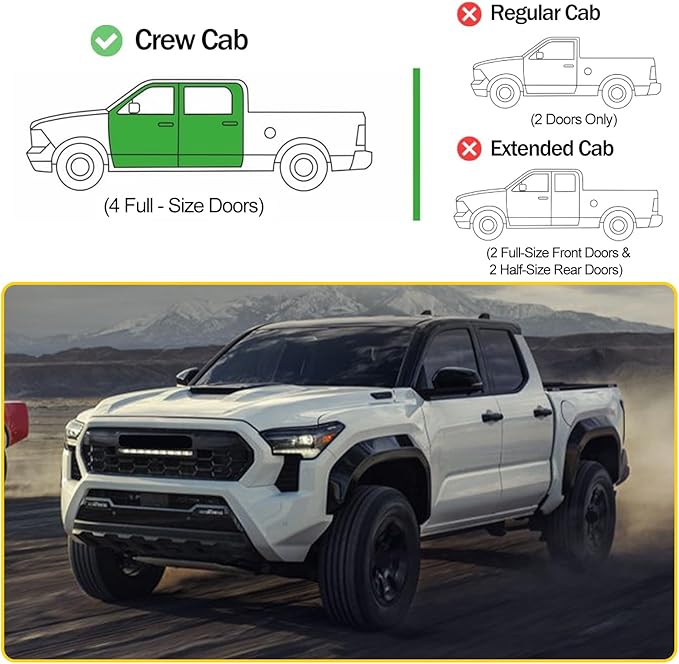 LLKUANG Side Window Visor Deflector Compatible with Toyota Tacoma 2024 2025,Rain Guards Guard Visor for Car Windows,Weather Shield Deflector Door Visor,4pc Window Shades (Black)