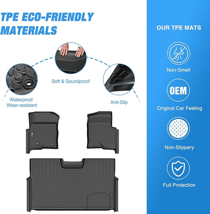 Nilight TPE Floor Mats for Ford F150 F-150 SuperCrew Crew Cab Bucket Seat 2010 2011 2012 2013 2014, All Weather Custom Fit Heavy Duty Floor Liners