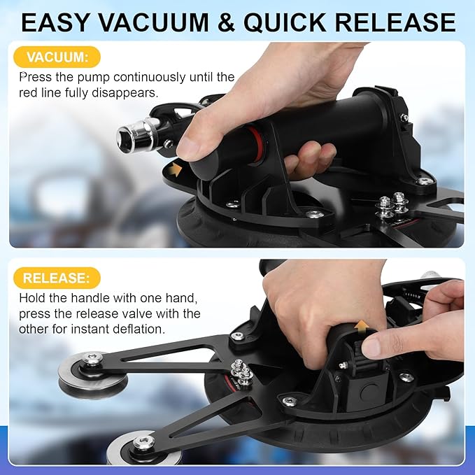 Auto Windshield Glass Removal Tool Kit with Heavy-Duty 200mm Suction Cup, 580lbs Load Capacity, Self-Locking System & 1.2mm Thick Reinforced Cutting Wire for Fast and Safe Glass Separation