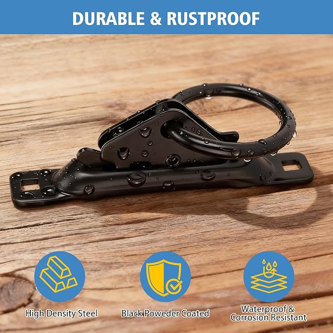 10 Pack E-Track O-Rings with 10 Pack Single Slot Tie-Downs, Black Powder Coated E Track Accessories Set for Cargo Loads, Ratchet/Cam Straps in Flatbeds Trailers Vans Trucks Pickups Tie Down