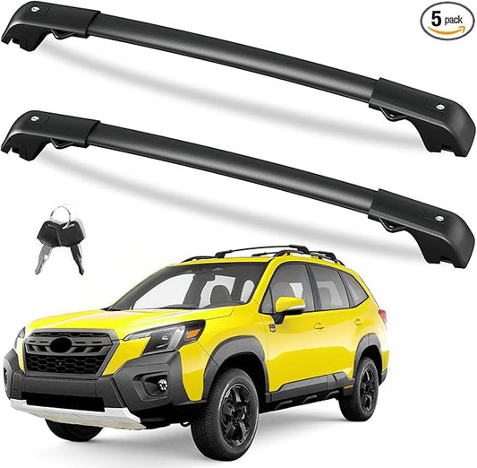 FengYu 300lb Lockable Roof Rack Cross Bars Compatible with Subaru Forester Wilderness 2022-2026, Heavy Duty Aluminum Roof Rails Crossbars Cargo Bars Canoe Rooftop Black Carrier Luggage