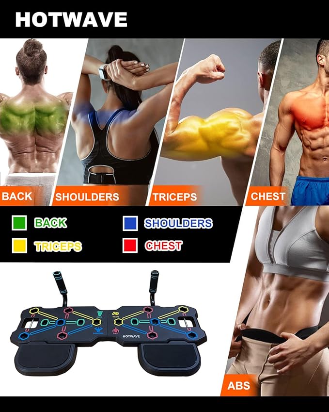 HOTWAVE Push Up Board, Portable Pushup Board for Men, Foldable Push-up Board, Multifunctional Push Up Board 20 in 1 at Home Gym, Pushup Handles for Chest Muscle Exercise Strength Training Equipment
