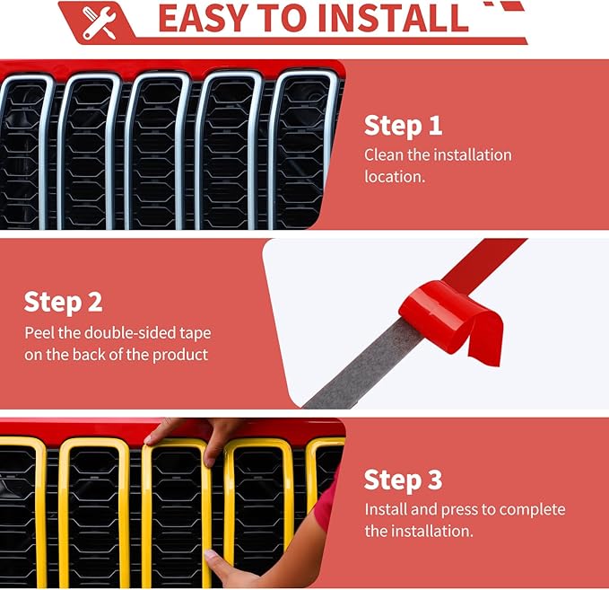 Front Grill Inserts Front Headlight Cover Kit fit for Jeep Wrangler JL JLU Gladiator JT 2024+ Exterior Accessories,Yellow