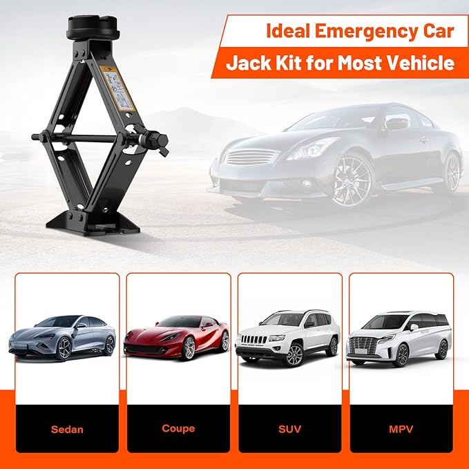 IMAYCC Car Jack Kit 2.5 Ton, Universal Scissor Car Jack, Portable Tire Changing Kit for Car SUV MPV