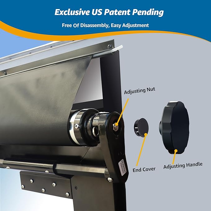 Slide Topper Awning Slide Out Cover Plus Disassembly-Free Adjustment Mechanism with 49" Extension Full Kit for RV,5th Wheel,Trailer,Camper -Black Solid, 7' (6'7" Fabric)