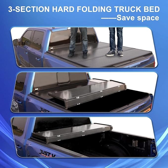 Hard Tri-Fold Truck Bed Tonneau Cover Compatible with 2019-2024 Ranger Raptor Crew Cab 5FT Bed 61' Width