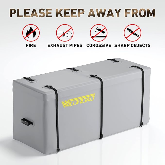 WILDROAD Hitch Cargo Carrier Bag 100% Waterproof 58.5" x 22" x 25" Hitch Cargo Bag 18.2 Cubic Feet Include 6 Reinforced Straps for Truck Pickup All Vehicle