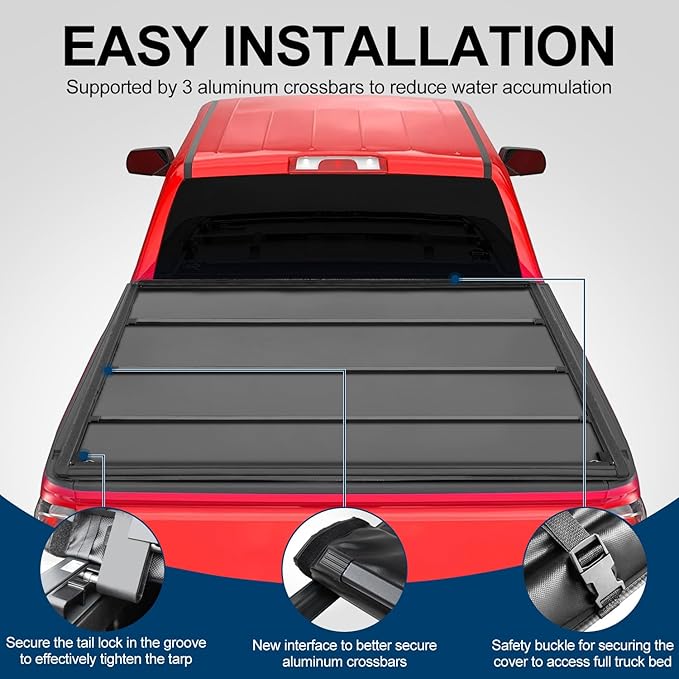 FASTFIT Soft Roll Up Tonneau Cover Fits 2009-2018 Ram 1500; 2010-2025 Ram 2500 3500; 2019-2024 Classic Ram 1500 with 6'4" (76.3in) Truck Bed w/o RamBox