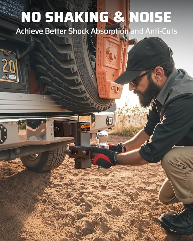 Ehaho Adjustable Trailer Hitch, Drop Hitch 2.5 Inch Receiver with 6 Inch Drop/Rise for Truck 12,500 LBS GTW, 360° Rotating Towing Hitch Balls Double Anti-Theft Locking Hitch Pins