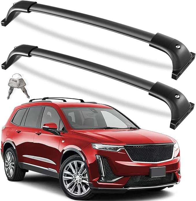 KINGGERI All Aluminum Roof Rack Cross Bars Compatible with Cadillac XT6 2020-2025 with Factory Side Rails, 260lbs Lockable Heavy Duty Crossbars Rooftop Cargo Basket Luggage Kayak Canoe Snowboard Bike