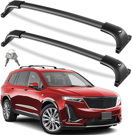 KINGGERI All Aluminum Roof Rack Cross Bars Compatible with Cadillac XT6 2020-2025 with Factory Side Rails, 260lbs Lockable Heavy Duty Crossbars Rooftop Cargo Basket Luggage Kayak Canoe Snowboard Bike