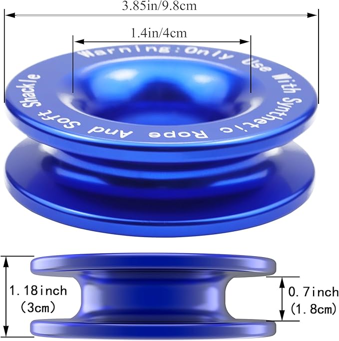 Recovery Ring 66,000 lbs for Winch Snatch Compatible for SUV UTV ATV Off-Road Vehicle and Truck Pulley Towing Ring for Synthetic Rope and Soft Shackle - Blue