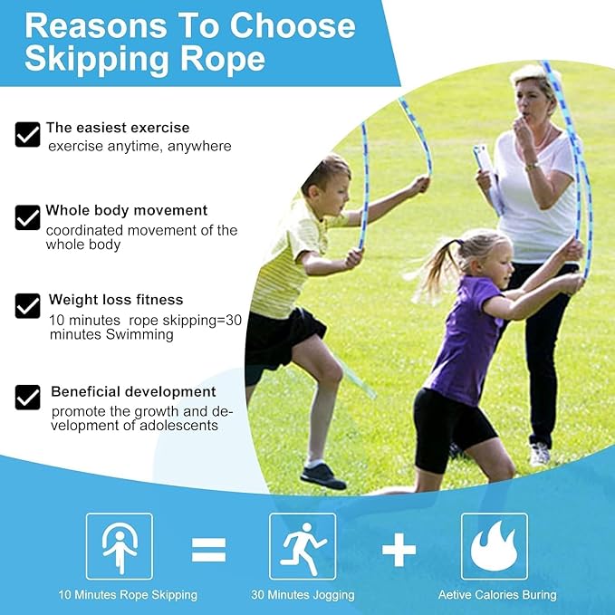 GRAWUN Jump Rope For Kids, Soft Beaded Jump Rope, Adjustable Length Tangle-Free Segmented Soft Beaded Skipping Rope，for Women, Men and Kids Keeping Fit, Workout and Weight Loss