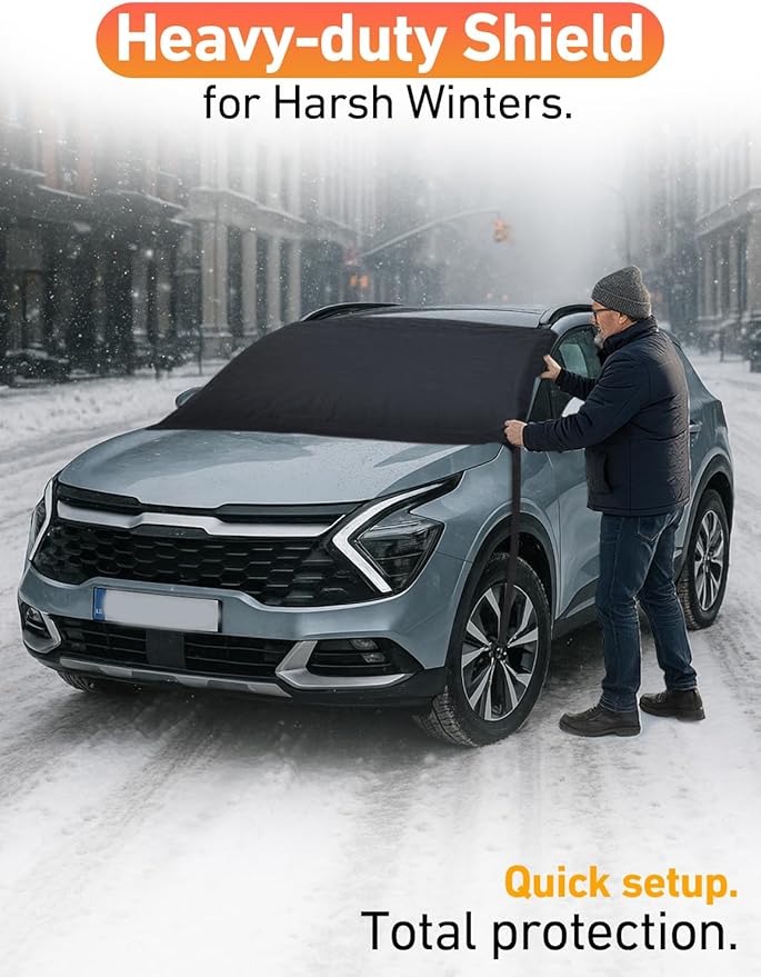 EcoNour Car Snow Cover Compatible for Kia Sportage | Windshield Cover for Ice and Snow with S-Hook Straps | Heavy-Duty 600D Oxford Winter Car Cover, Waterproof & Anti-Slip