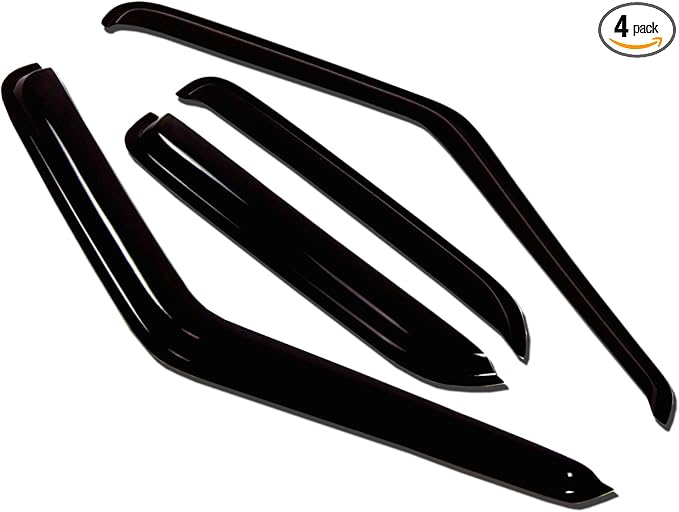 Tuningpros WV-742B Outside Mount Window Visor Deflector Rain Guard Dark Smoke 4-pc Set, Compatible with 2016-2018 Toyota Prius V