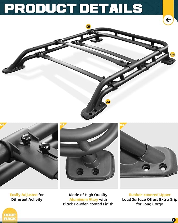 Heavy Duty Roof Rack Basket Fit for Toyota 4Runner 2010-2024 Cargo Carrier Rooftop Luggage Rack Cargo Carrier Extra Bar for Outdoors Gear Travel Bike Kayak Snowboard