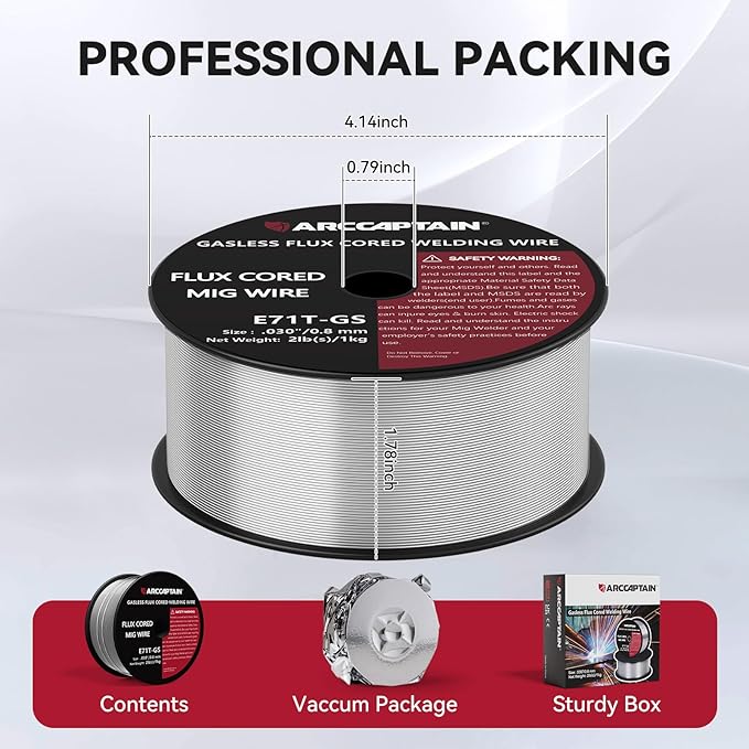 ARCCAPTAIN Flux Core Welding Wire .030, Flux Core Welding Wire 2lbs E71T-GS Gasless Low Splatter Mig Welding Wire Mild Carbon Steel Compatible With Lincoln Miller Forney Harbor Welder, 3Pack
