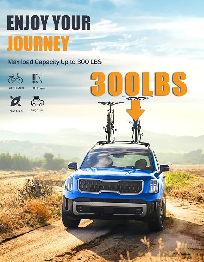 KINGGERI 300lbs Lockable Roof Rack Cross Bars Compatible with Kia Telluride X-PRO X-LINE 2023 2024 2025 with Raised Side Rails, Heavy Duty Aluminum Roof Rails Crossbars Luggage Accessories