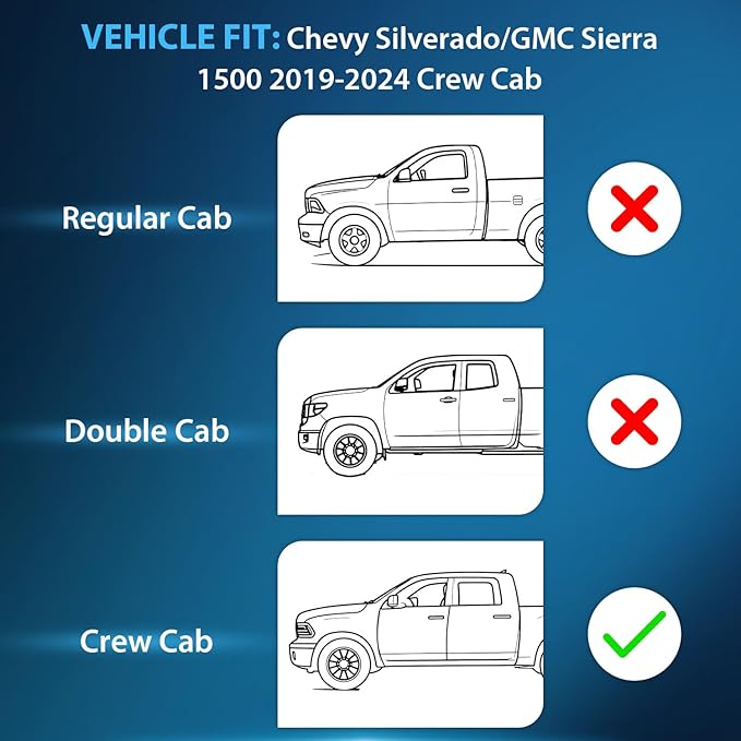 Nilight in Channel Rain Guards for Chevrolet (Chevy) Silverado 1500 Crew Cab/GMC Sierra 1500 Crew Cab 2019 2020 2021 2022 2023 2024 2025 Vent Window Visors-4pcs