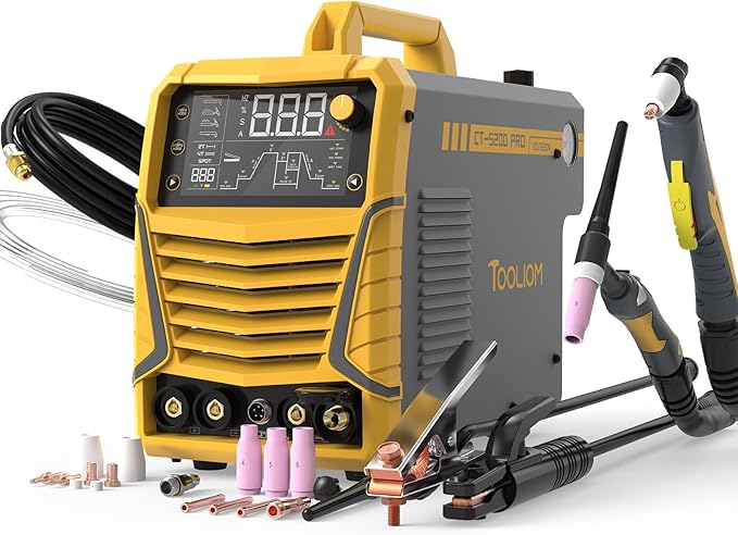 TOOLIOM Cut/TIG/Stick 3 in 1 Portable Welding Machine: 50A Air Plasma Cutter, 200A TIG Welder, 180A Stick Welder, with Dual Voltage 110&220V