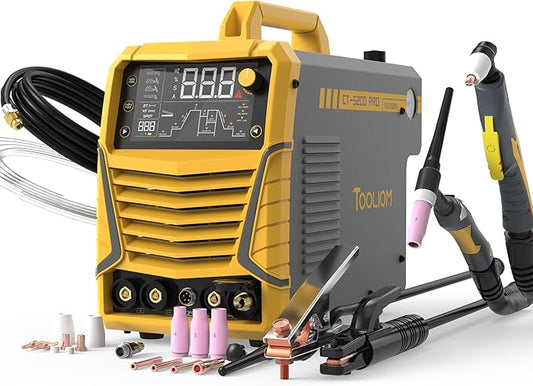 TOOLIOM Cut/TIG/Stick 3 in 1 Portable Welding Machine: 50A Air Plasma Cutter, 200A TIG Welder, 180A Stick Welder, with Dual Voltage 110&220V