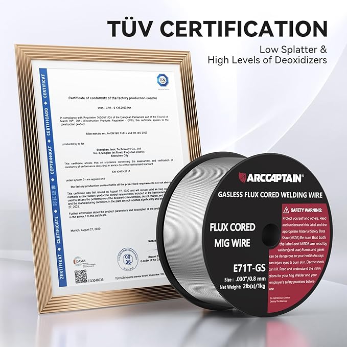 ARCCAPTAIN Flux Core Welding Wire .030, E71T-GS Mig Welding Wire 2-Pound Spool Gasless Mild Carbon Steel Compatible With Lincoln Miller Forney Harbor Welder