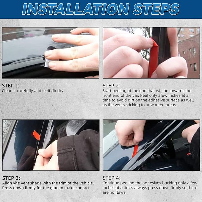 4pcs Window Visors Compatible with Tahoe Yukon 2000-2006 Compatible with Escalade Base 2002-2006 Front+Rear Smoke Sun/Rain Guard Outside Mount Tape-On