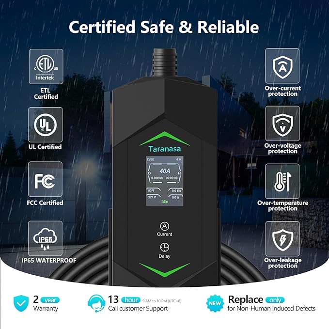 Level 2 Tesla Charger, Fast 40A 240V EV Charger, Portable Mobile NACS Connector, ETL Listed Home Wall Charger for Tesla Model Y/3/S/X with NEMA 14-50 Plug, 20ft Cable w/Holder