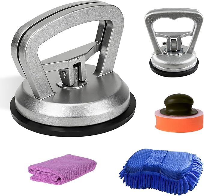 Car Dent Puller, Aluminum Dent Remover Tool for Car with Strong Suction Cup, 2 Pack Paintless Repair Kit for Auto Body Damage, Door Auto, Glass & Smooth Surface