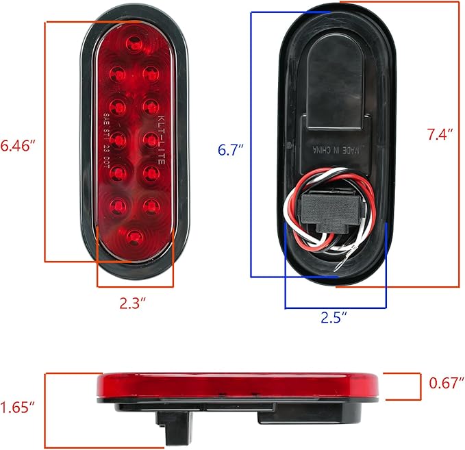 6“ Oval 12V LED Trailer tail lights,12LED Submersible Light for boat utility trailer Truck RV,2 Pack,IP65 Waterproof