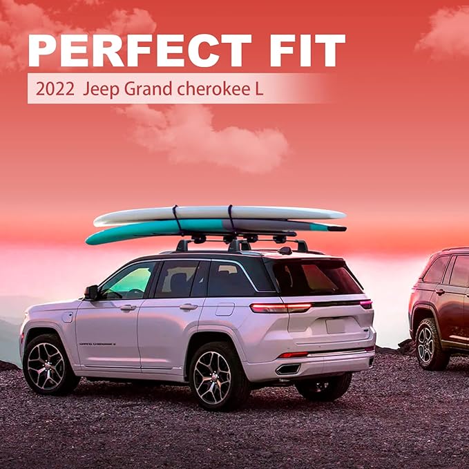 KINGGERI 220lbs Roof Rack Cross Bars Fit for Jeep Grand Cherokee L 2021-2026 & Grand Cherokee 2022-2026, Heavy Duty Aluminum Roof Rails Crossbars Carrier Bag Luggage Rails Kayak Skiboard